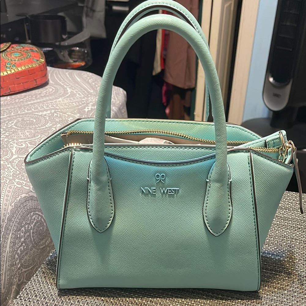 Nine West Blue Satchel with Structured Design